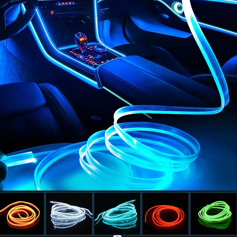 Tiras de luces decorativas para interior de coche, lámpara de ambiente, luz fría, consola de salpicadero decorativa, luces LED ambientales para coche, 1/2/3/4/5 m