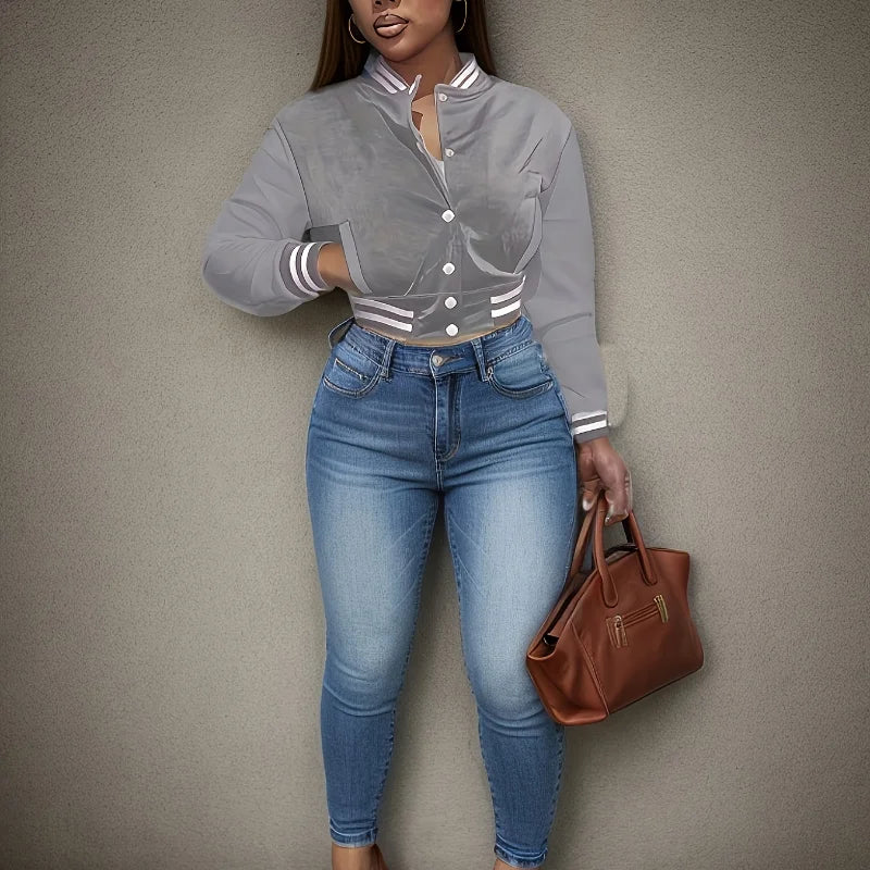 Veste de baseball à simple boutonnage pour femme printemps et automne, veste de couleur unie, style européen et américain