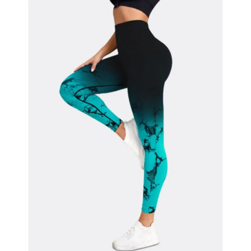 Mallas de Yoga sin costuras para mujer, pantalones deportivos de realce, cintura alta degradada, para gimnasio, entrenamiento, correr