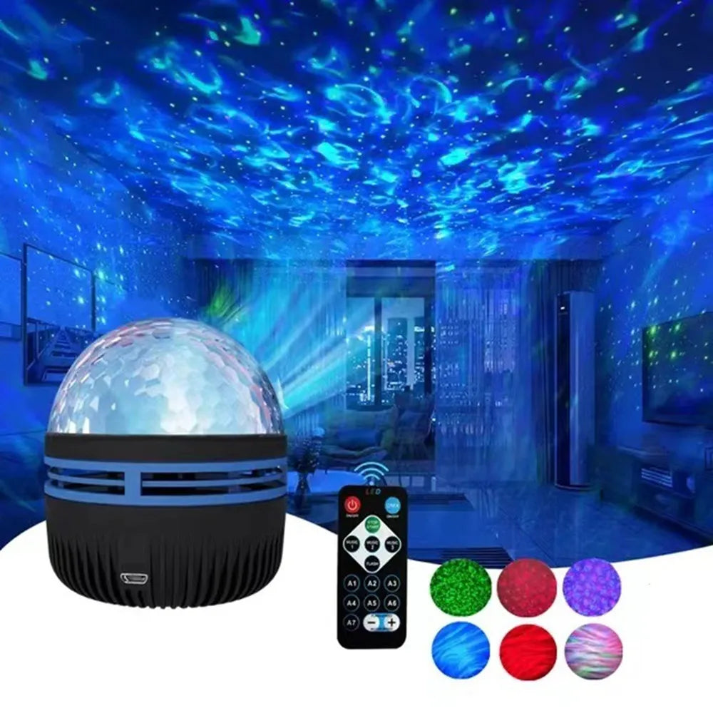 Proyector de cielo estrellado de auroras boreales, luz nocturna LED con control remoto USB, una variedad de estilos para la decoración del hogar, el dormitorio y la fiesta.