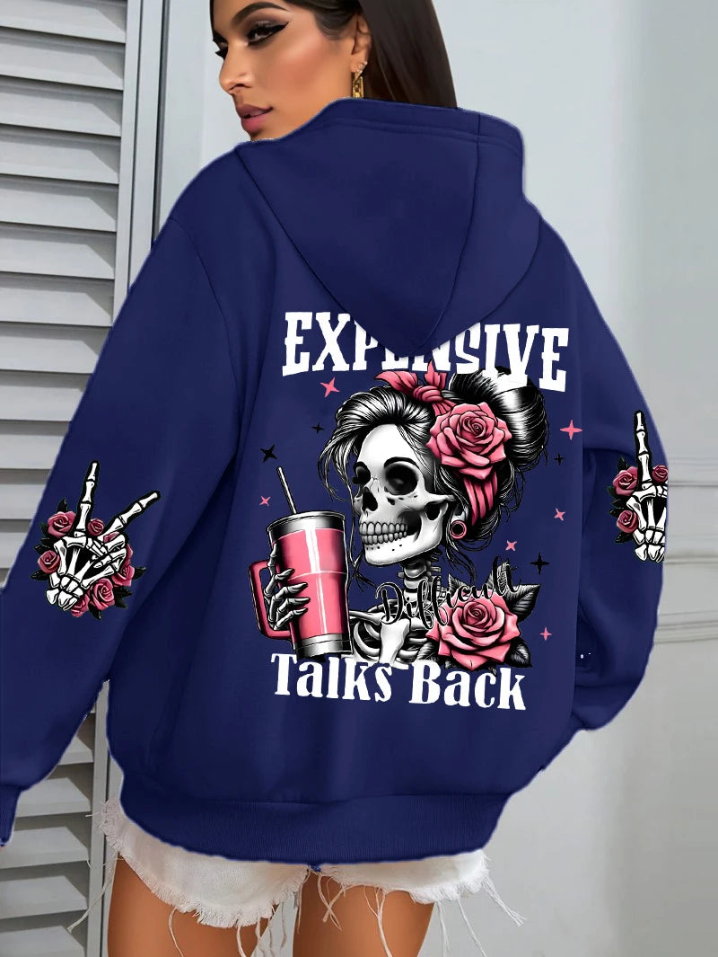 Sudadera con capucha con estampado divertido para mujer, jerséis ropa deportiva de lana para otoño, Sudadera con capucha informal con bolsillo