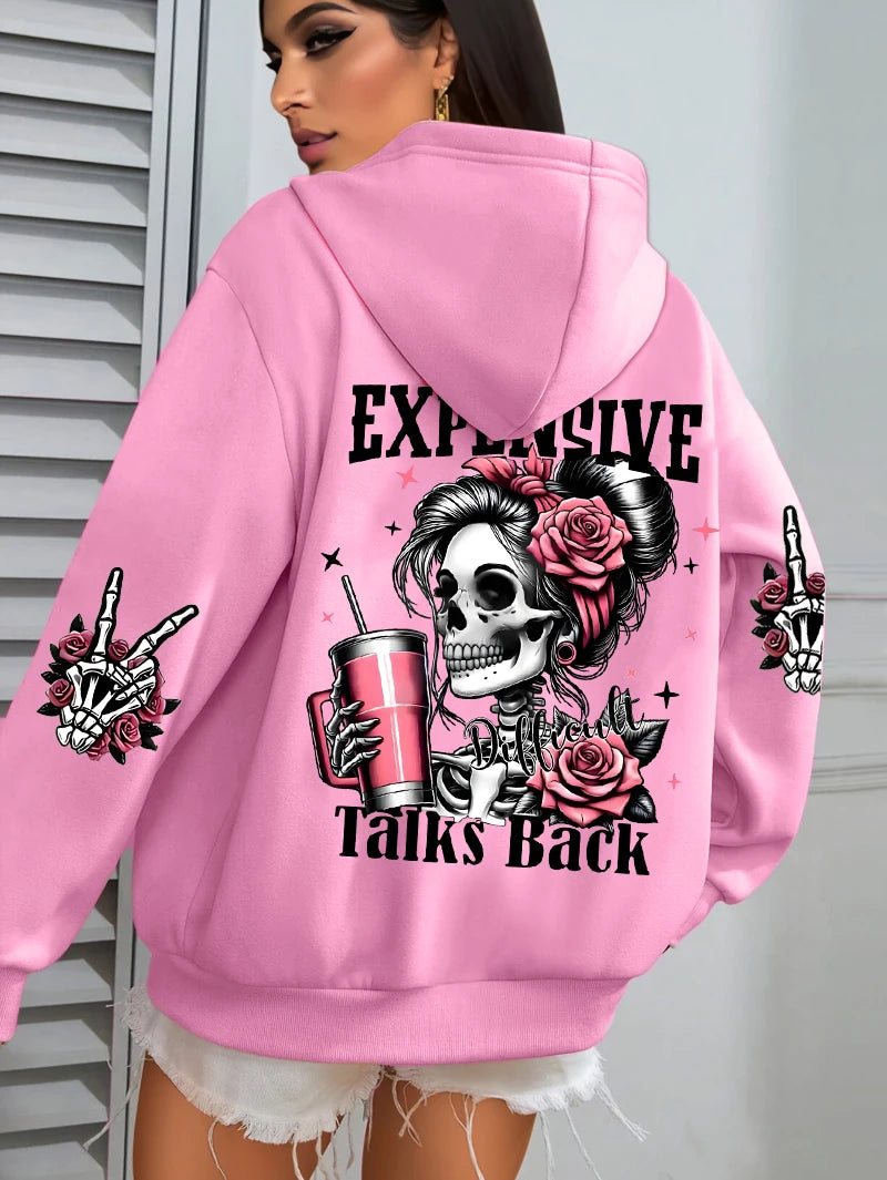 Sudadera con capucha con estampado divertido para mujer, jerséis ropa deportiva de lana para otoño, Sudadera con capucha informal con bolsillo