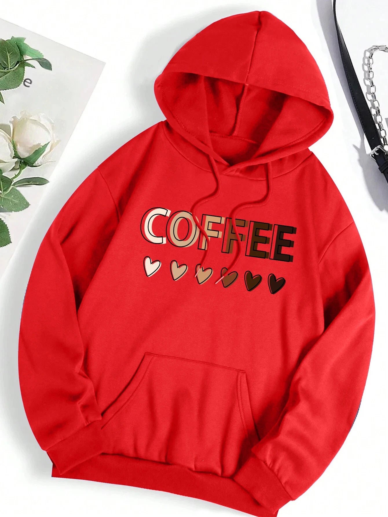 Sudadera con capucha con estampado gráfico de letras divertidas para mujer, sudadera de lana a la moda, informal,con capucha, ropa de gran tamaño para otoño