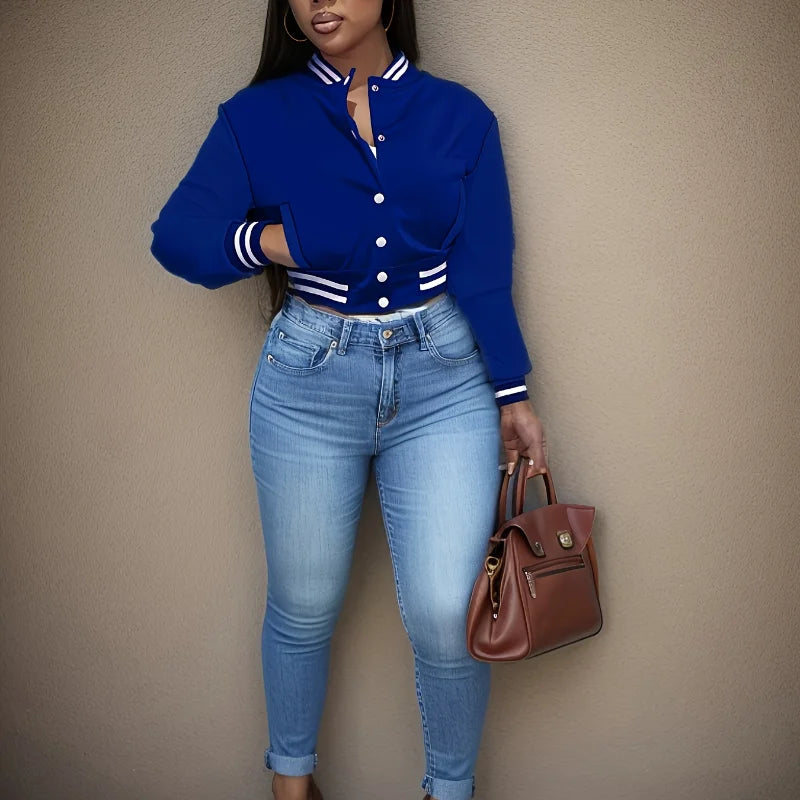 Veste de baseball à simple boutonnage pour femme printemps et automne, veste de couleur unie, style européen et américain