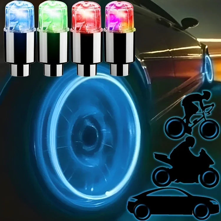 Luz ambiental para buje de coche, luces LED para neumáticos de bicicleta, lámpara de neón universal para coche, luces para tapa de válvula, bombilla intermitente colorida decorativa para neumáticos