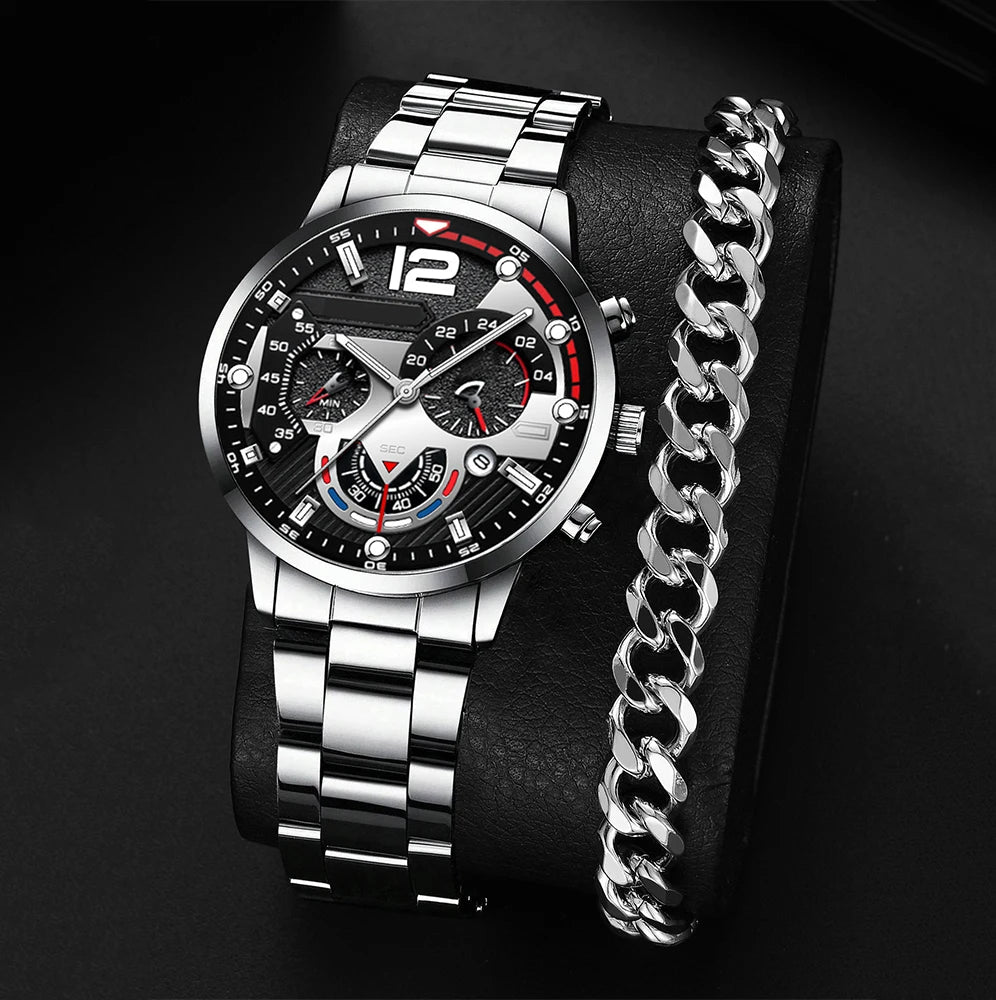 Nuevos relojes de moda para hombre, reloj de acero inoxidable