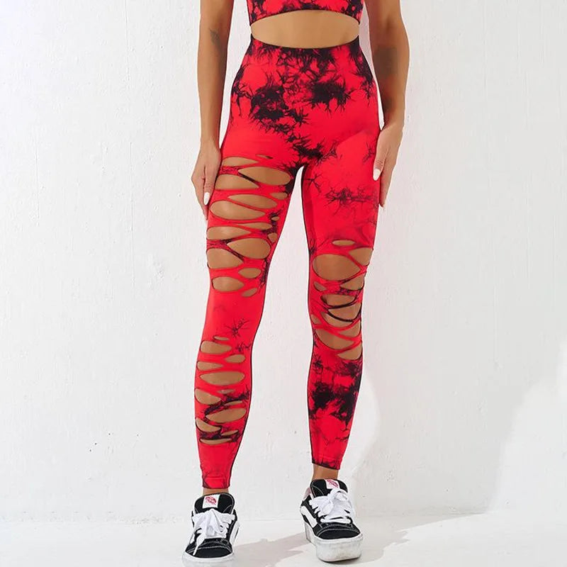 Mallas caladas sexis para mujer, medias teñidas sin costuras, cintura alta, realce de glúteos, entrenamiento, correr, pantalones elásticos de Yoga para mujer