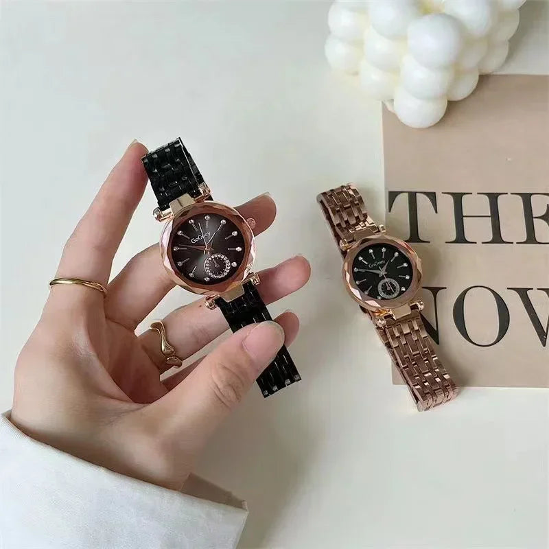 Relojes de marca nueva para mujer, reloj de cuarzo de acero a la moda para mujer, reloj de pulsera de regalo de marcas famosas de lujo