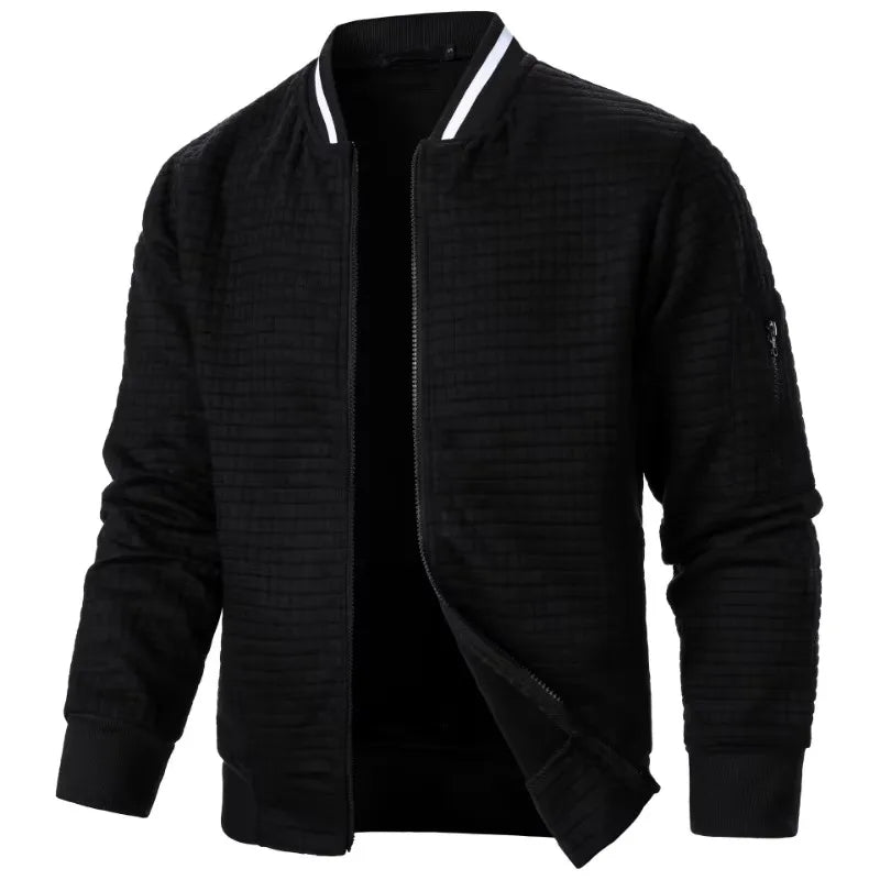 Nueva chaqueta de manga larga con cremallera para hombre, abrigos, sudaderas de pie, ropa de calle para exteriores, chaqueta de Color sólido para otoño para hombre