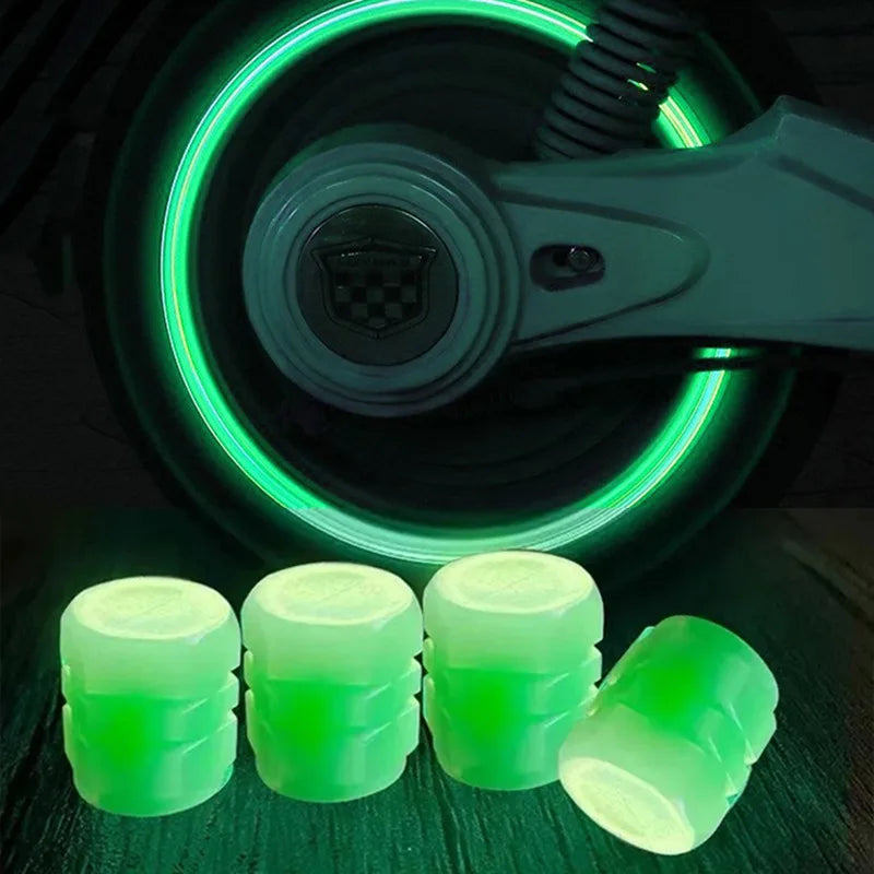 Tapones de válvula luminosos fluorescentes de noche para neumáticos de coche, decoración brillante para motocicletas y bicicletas, boquillas para neumáticos, accesorios para coche.