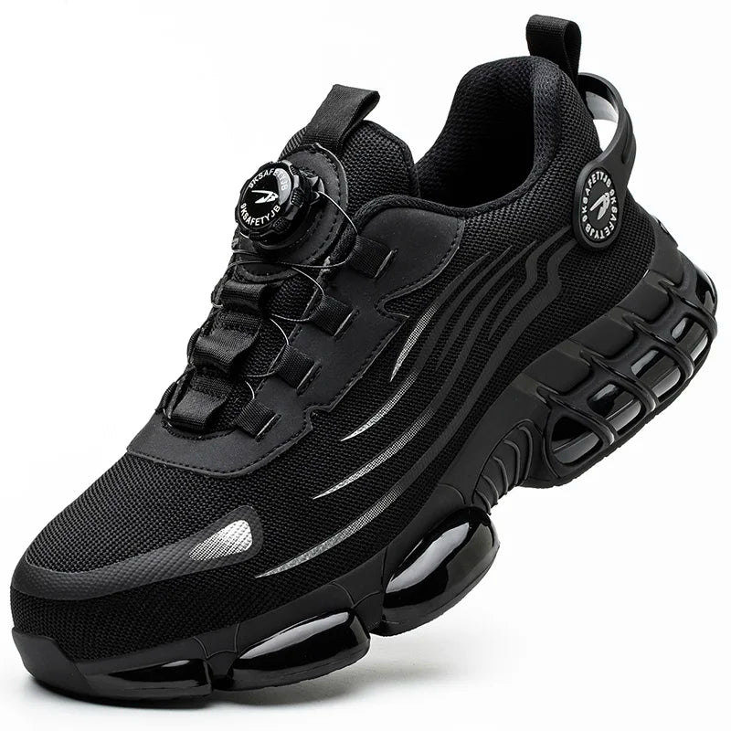 Zapatos de seguridad con botón giratorio para hombre, antigolpes y antiperforación, calzado de trabajo, calzado deportivo de seguridad a la moda, botas protectoras de seguridad para hombre.