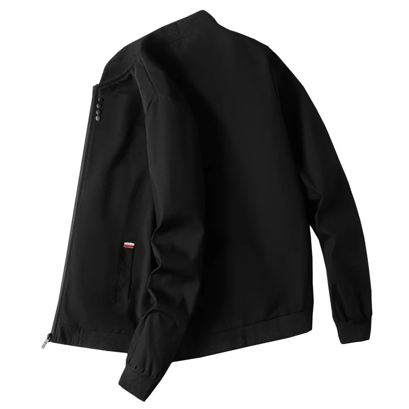 Chaqueta para hombre de manga larga, chaqueta de ciclismo a prueba de viento, chaqueta informal con cremallera sólida, otoño