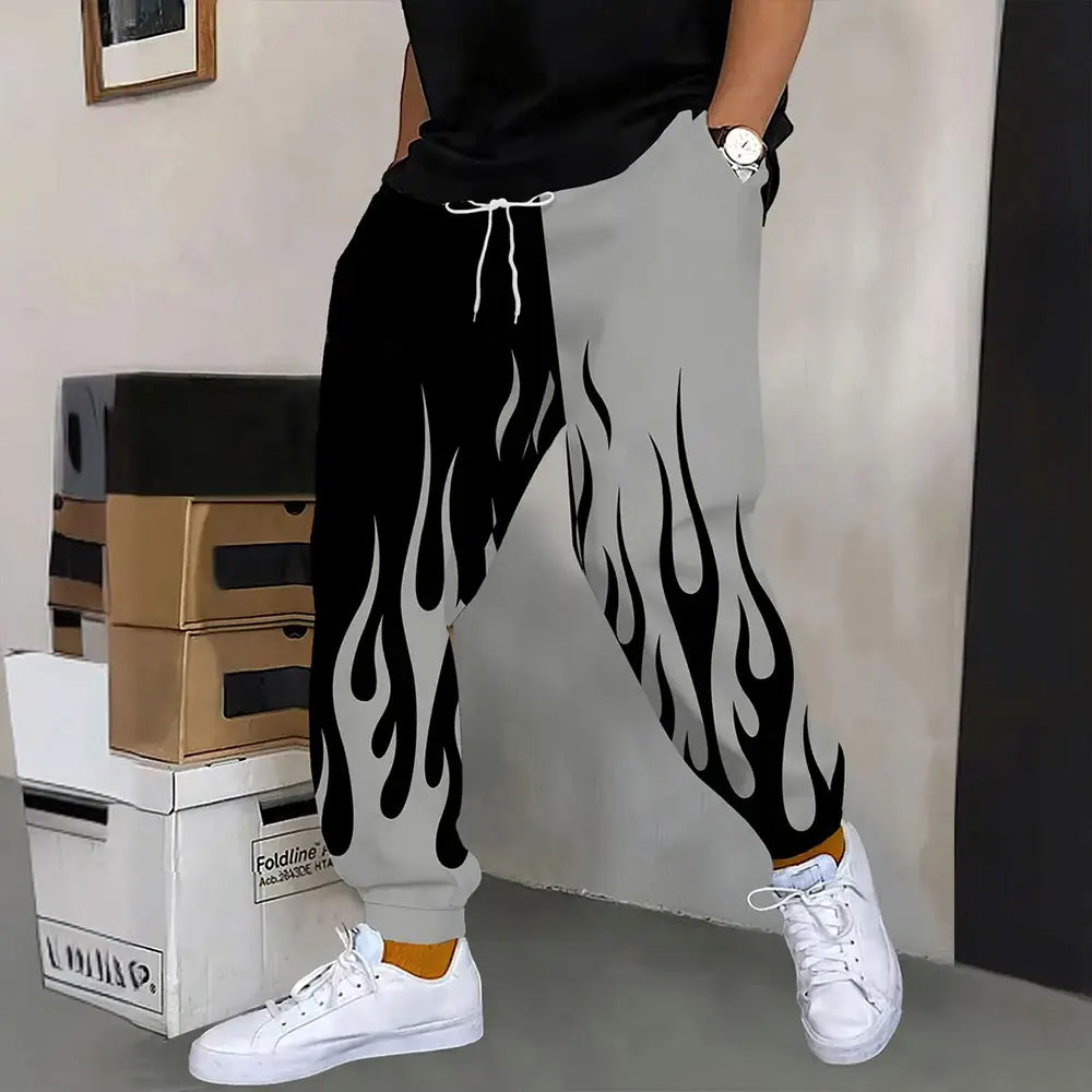 Pantalones deportivos al aire libre para hombre, pantalones de chándal con estampado de grafiti a la moda