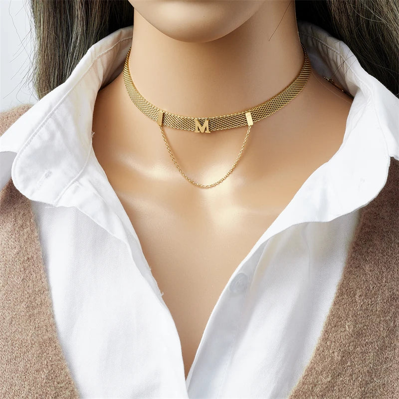 Collar corto de acero ajustable, estilo creativo, ideal como regalo de cumpleaños o fiesta