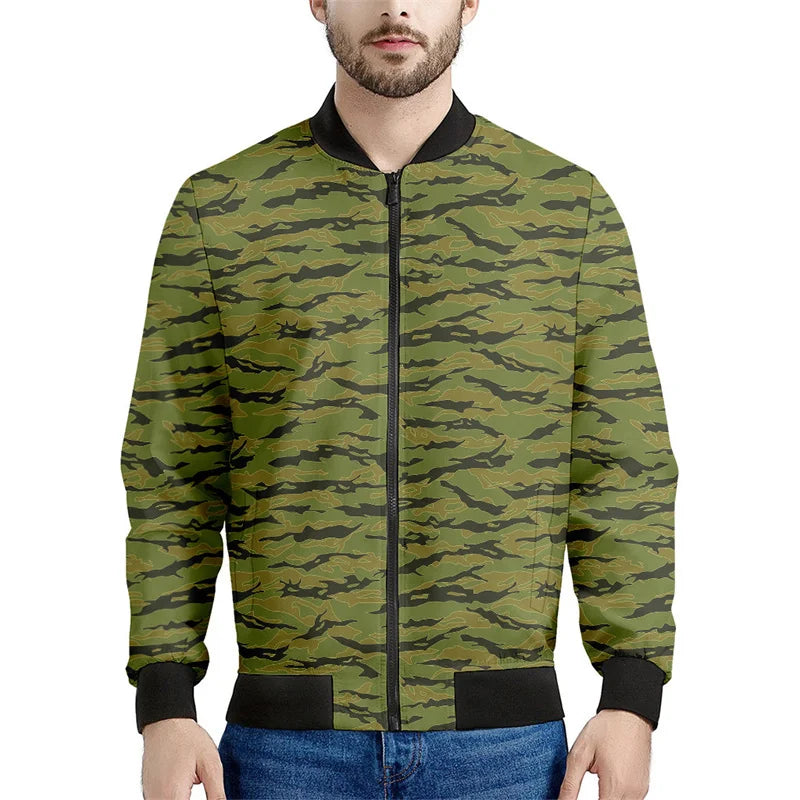 Chaqueta con patrón de camuflaje de mosaico para hombre, sudaderas casuales de manga larga con estampado , Chaquetas deportivas con cremallera, abrigo, Tops de calle