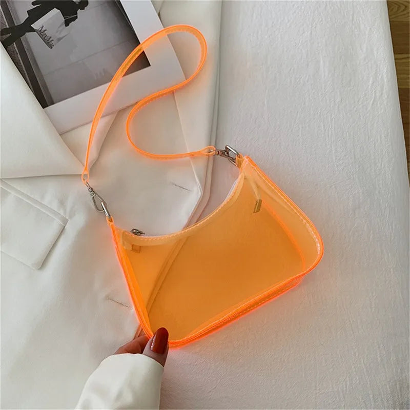 Bolso de hombro transparente para mujer, monedero pequeño con cremallera ,bolso de mano moderno
