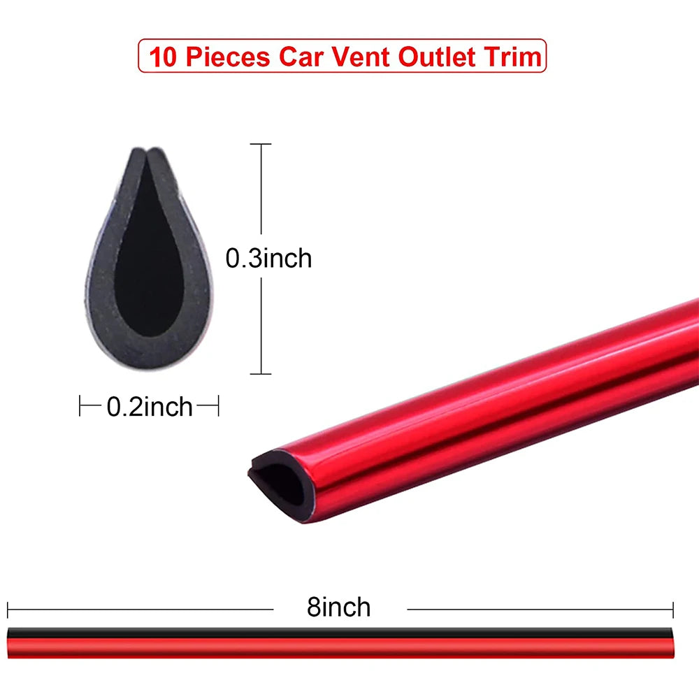 Lot de 10 bandes décoratives en forme de U pour sortie de climatisation de voiture, 20 cm, protection d'angle pour bord de porte de voiture