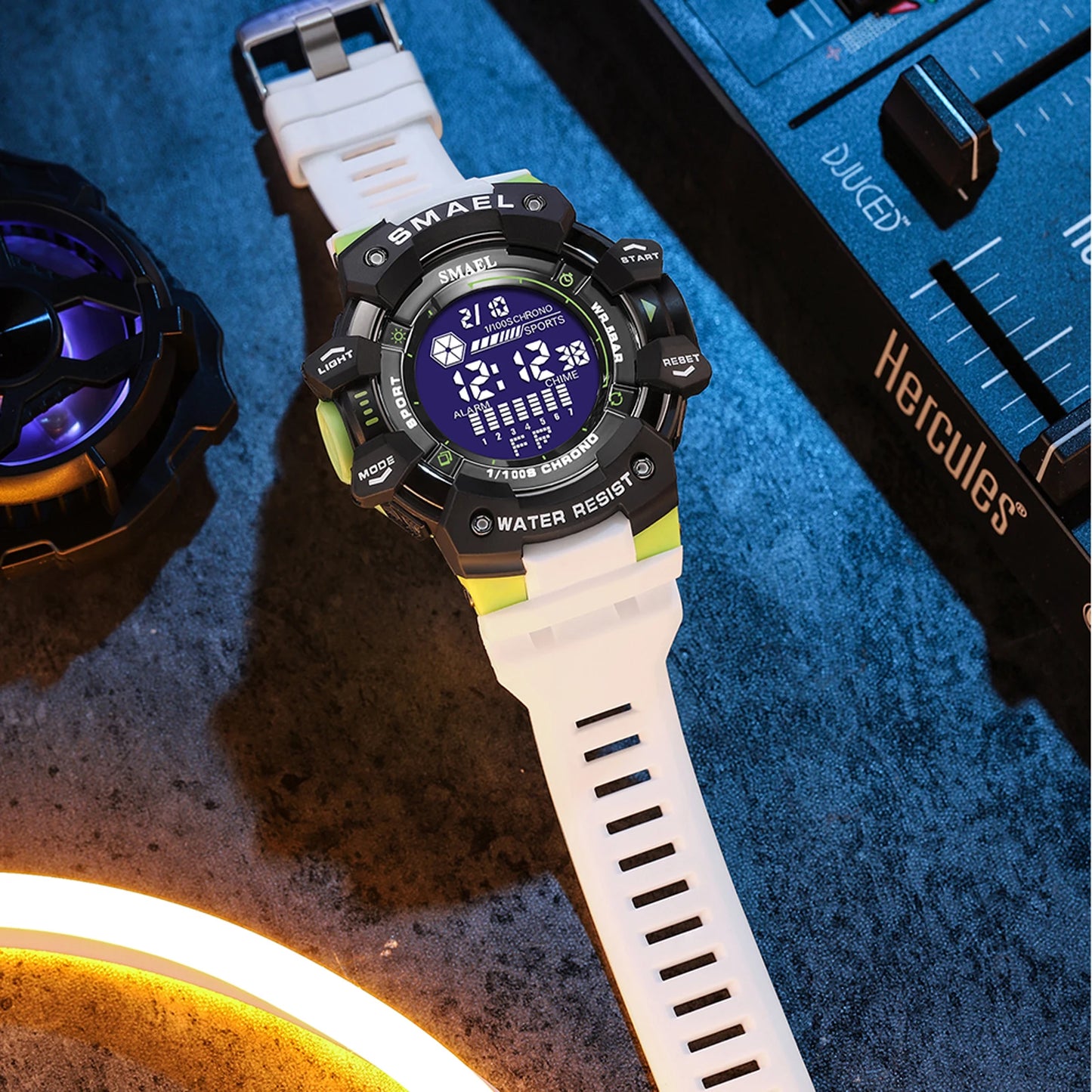 Reloj deportivo digital de lujo para hombre, estilo militar, resistente al agua, con esfera grande y retroiluminación LED