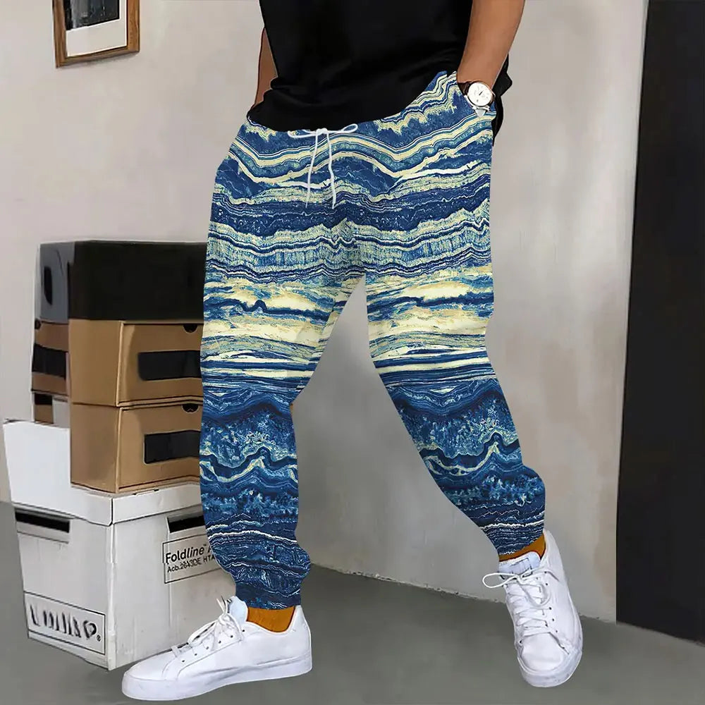 Pantalones deportivos al aire libre para hombre, pantalones de chándal con estampado de grafiti a la moda