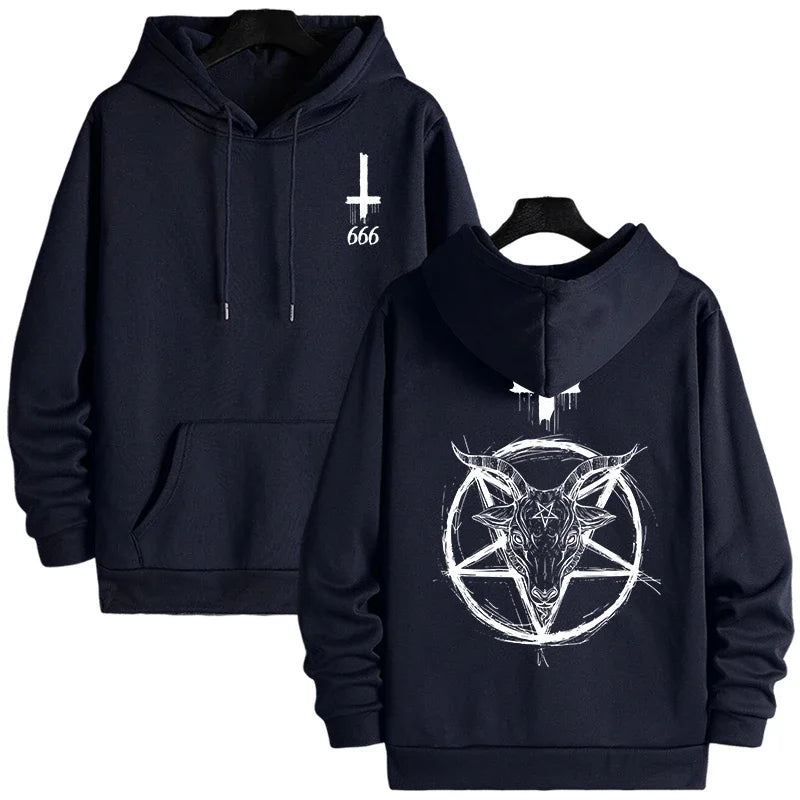 Sudaderas con capucha con estampado demoníaco para hombre, ropa de calle, sudadera gótica de Satán, Jersey informal para otoño e invierno, chándal superior