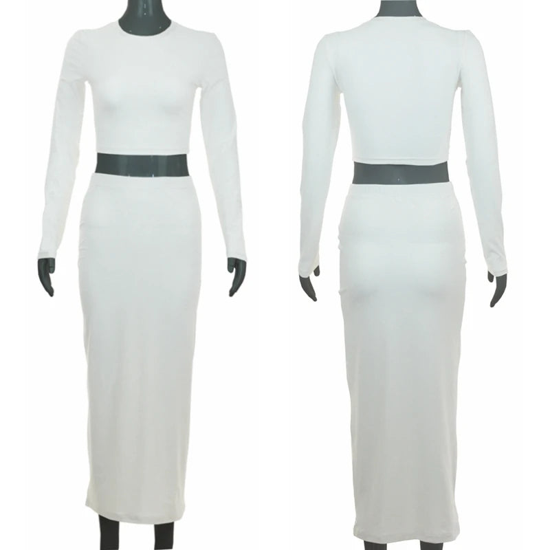 Conjunto de vestido para mujer, corto de manga larga y falda a media pantorrilla, conjunto de 2 piezas, trajes de oficina ajustados