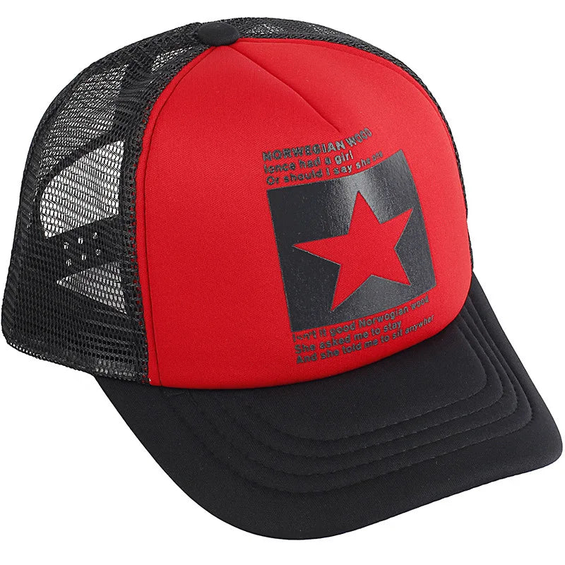 Gorras de moda para hombres y mujeres, gorras de verano transpirables con cierre trasero y estrellas