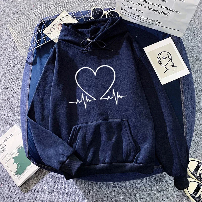 Sudadera con capucha con estampado de corazón de amor para mujer Otoño Invierno diario Casual deportivo Sudadera con capucha mujer comodidad al aire libre Jersey suelto