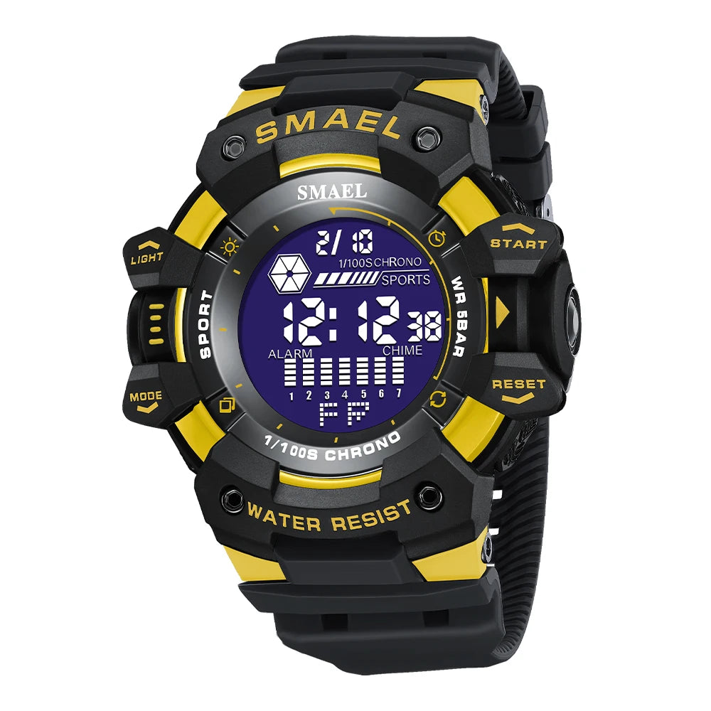 Reloj deportivo digital de lujo para hombre, estilo militar, resistente al agua, con esfera grande y retroiluminación LED