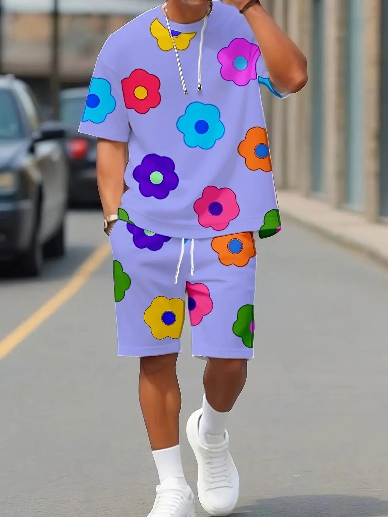Nuevo conjunto de verano de todas las tallas, traje de hombre de mangas cortas y de pantalones cortos