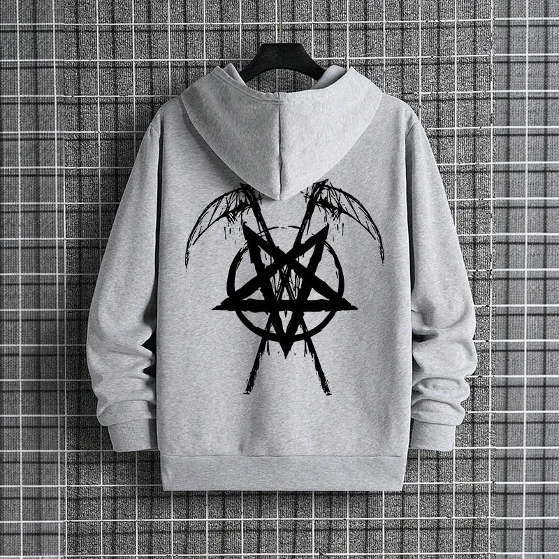 sudaderas con capucha de moda para hombre con estampado de pentagrama de Satán Otoño Invierno ropa deportiva Casual moda urbana sudaderas con capucha para hombre Top prendas de vestir