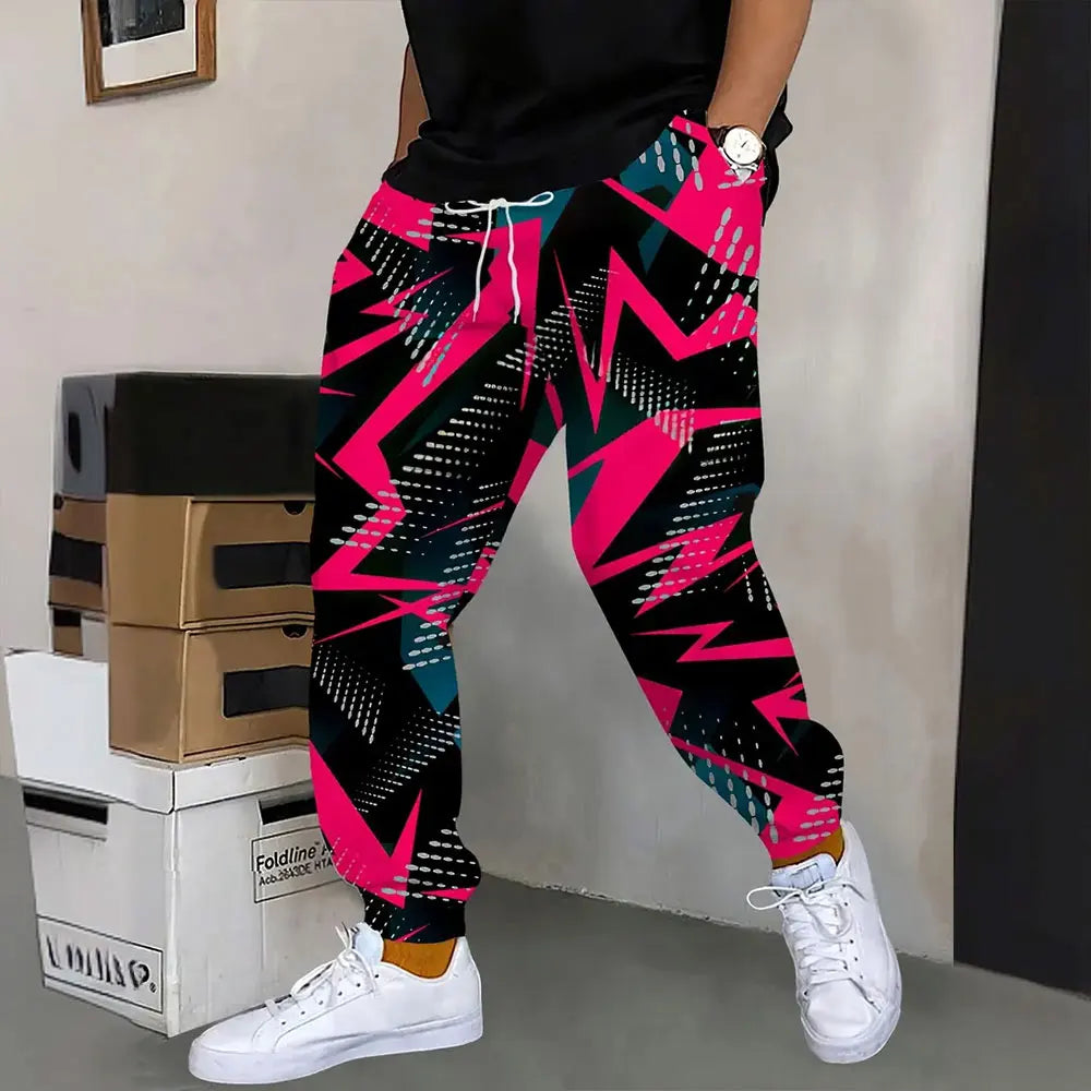 Pantalones deportivos al aire libre para hombre, pantalones de chándal con estampado de grafiti a la moda