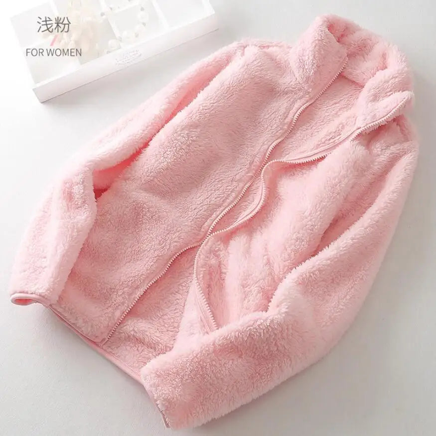 Abrigo de lana para mujer, chaqueta gruesa cálida de invierno, ropa de dos caras, abrigos de lana Coral de terciopelo de doble cara, chaquetas de lana Polar