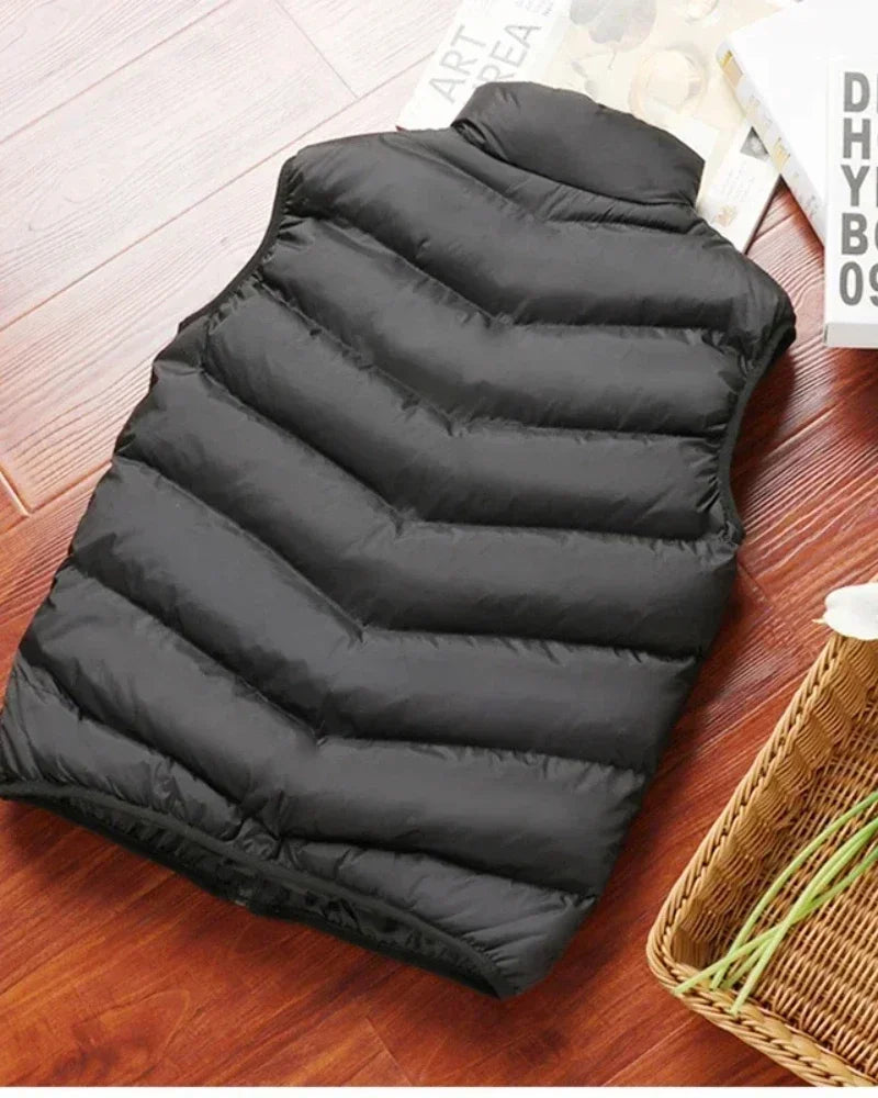 chaqueta sin mangas acolchados para hombre, chaqueta de plumón de Color sólido, chaleco cálido de invierno, prendas de vestir, cortavientos