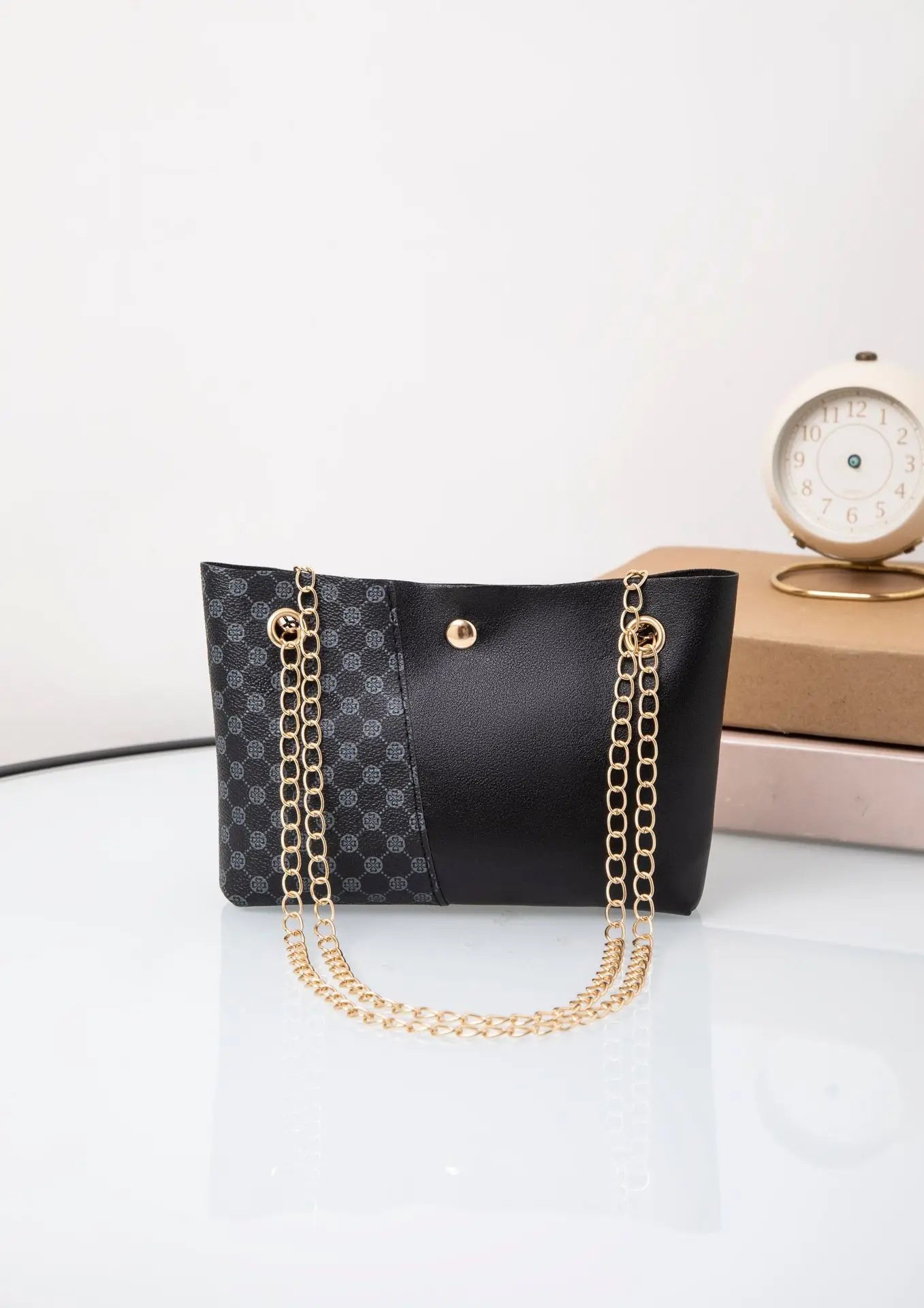 Nueva moda, bolso de cubo con cadena y estampado de lunares, bolso bandolera de un solo hombro