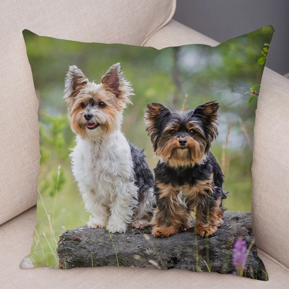 Funda de cojín decorativa con estampado de perro para sofá, hogar, mascota, adorable