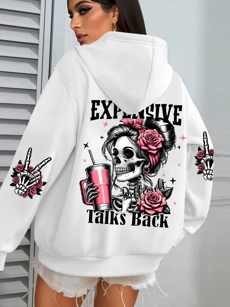 Sudadera con capucha con estampado divertido para mujer, jerséis ropa deportiva de lana para otoño, Sudadera con capucha informal con bolsillo