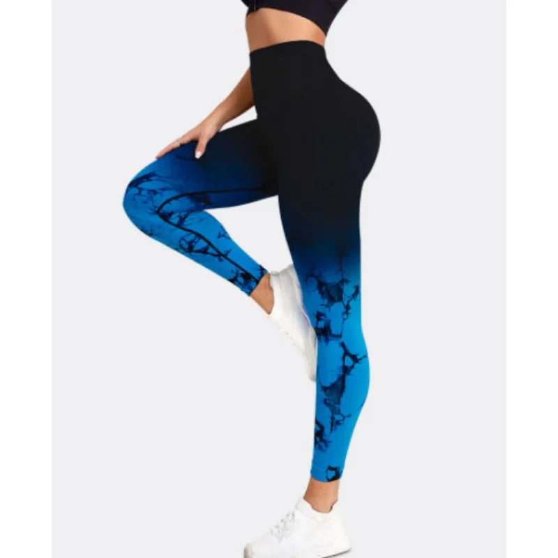 Mallas de Yoga sin costuras para mujer, pantalones deportivos de realce, cintura alta degradada, para gimnasio, entrenamiento, correr