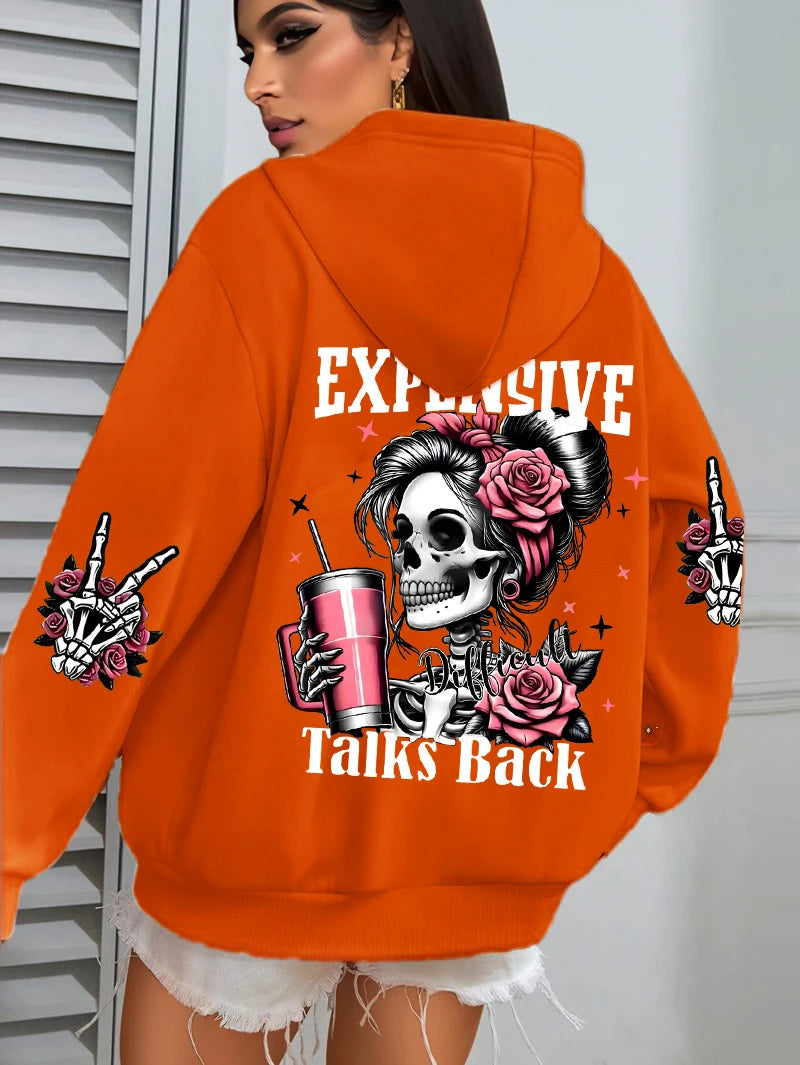 Sudadera con capucha con estampado divertido para mujer, jerséis ropa deportiva de lana para otoño, Sudadera con capucha informal con bolsillo