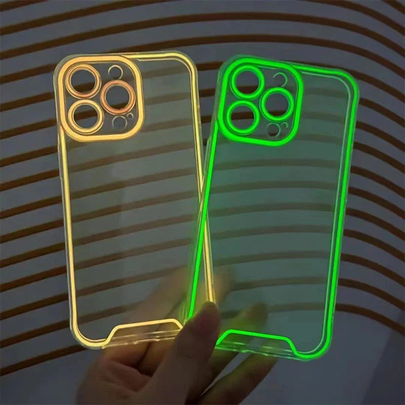 Funda para iPhone 16, 15, 14, 13, 12, 11 Pro Max, 14, 15, 16 Plus, carcasa luminosa fluorescente de neón
