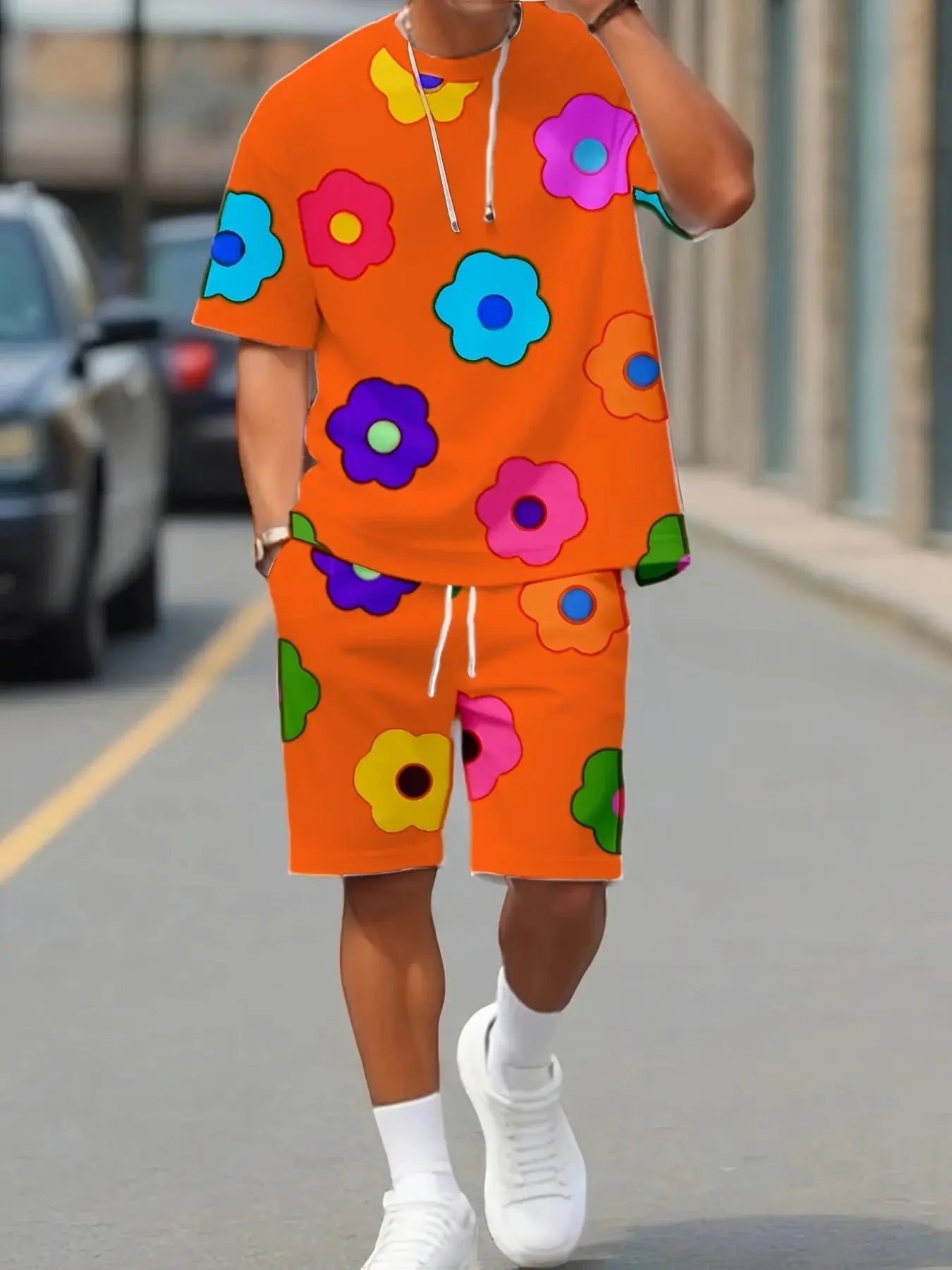 Nuevo conjunto de verano de todas las tallas, traje de hombre de mangas cortas y de pantalones cortos
