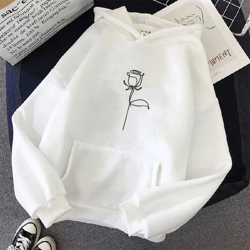 Sudaderas con capucha ropa deportiva mujer Sudadera con capucha pulóver sudadera elegante estampado de flores con mangas largas gruesas Tops sueltos