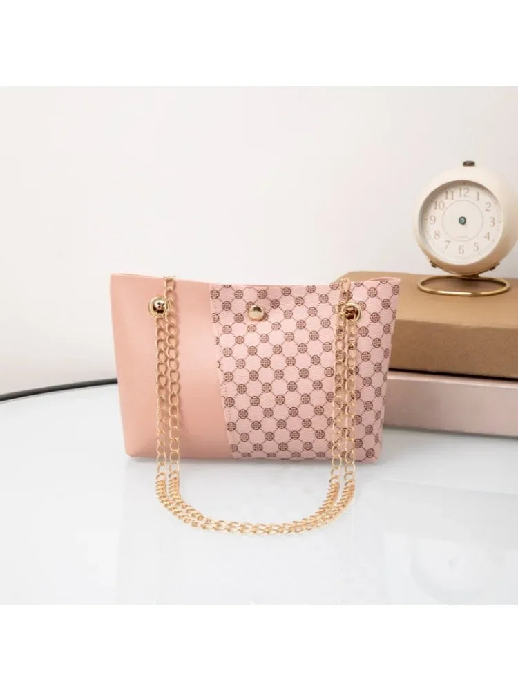 Nueva moda, bolso de cubo con cadena y estampado de lunares, bolso bandolera de un solo hombro