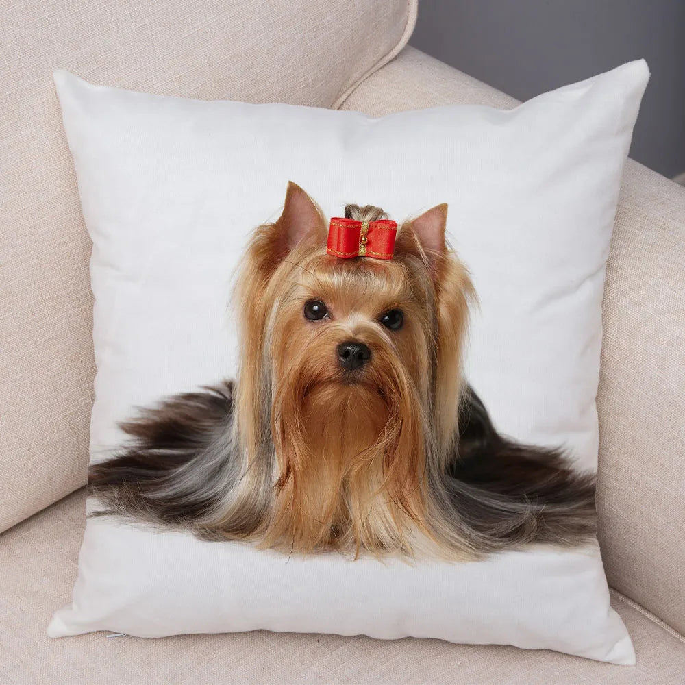 Funda de cojín decorativa con estampado de perro para sofá, hogar, mascota, adorable