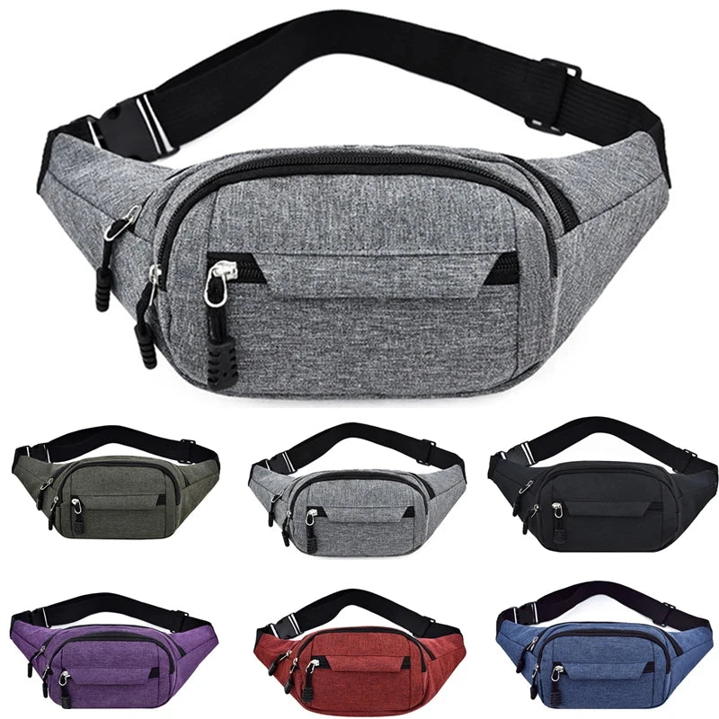 Riñonera impermeable de lona para hombre, estilo coreano, para deportes al aire libre, bandolera tipo banana