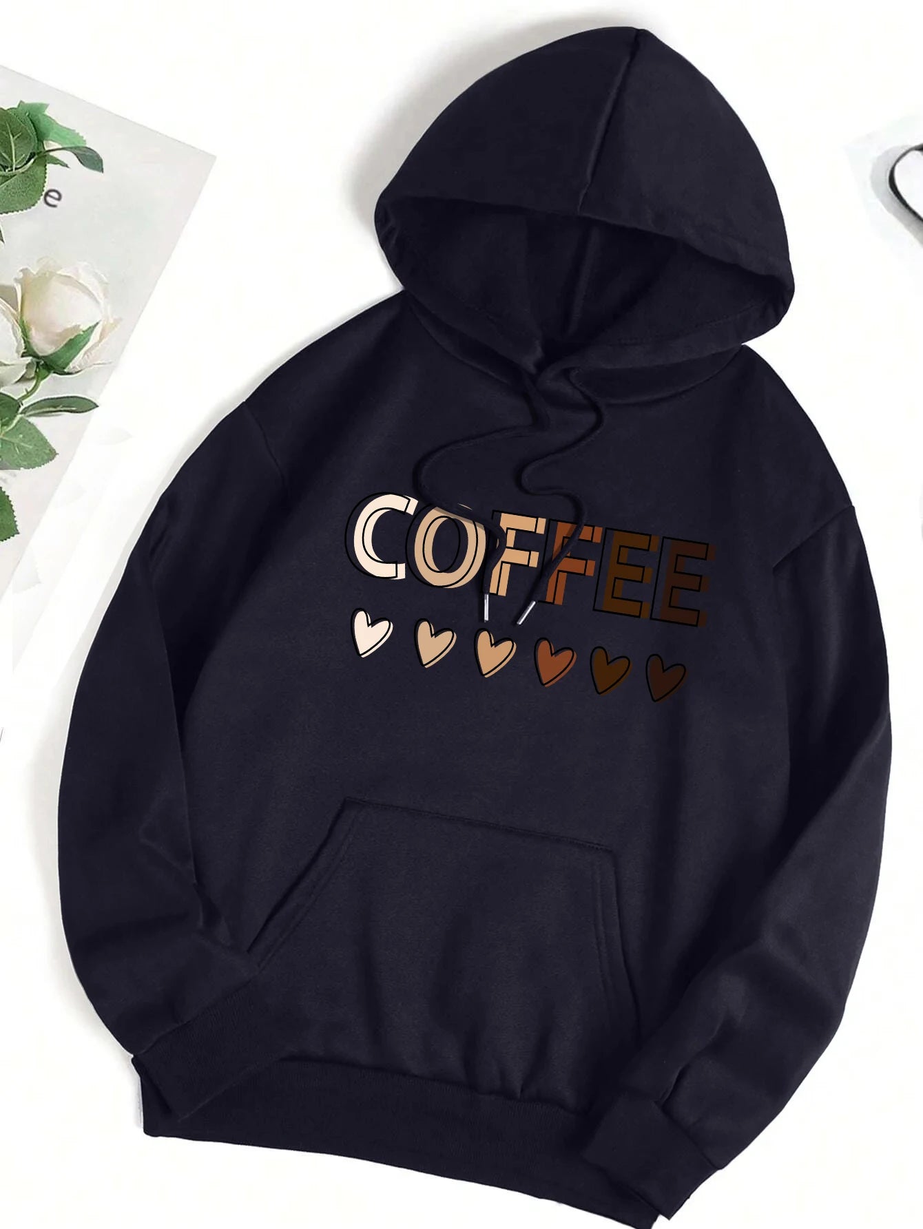 Sudadera con capucha con estampado gráfico de letras divertidas para mujer, sudadera de lana a la moda, informal,con capucha, ropa de gran tamaño para otoño