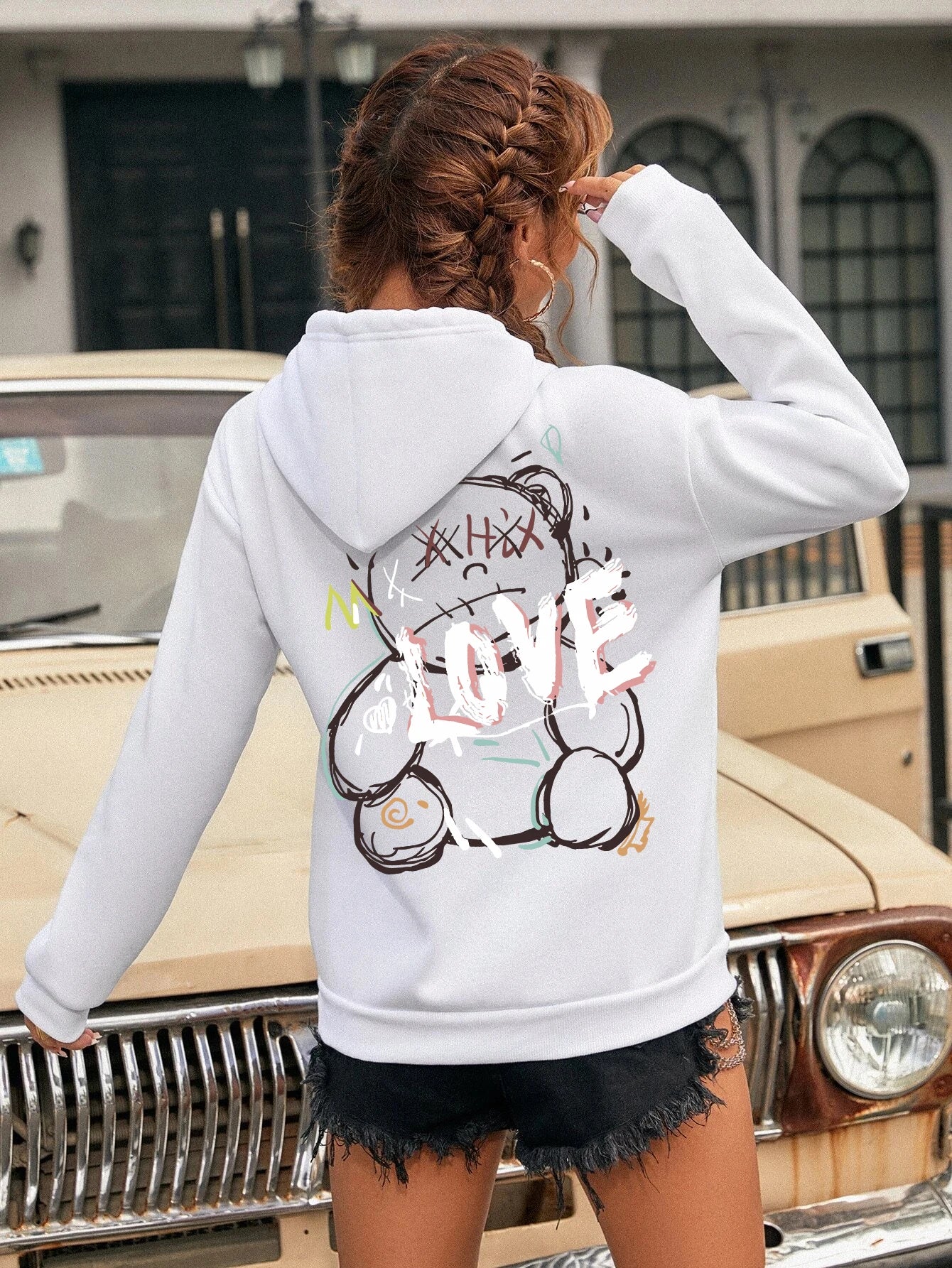Sudadera con capucha sudadera moda Casual calle con capucha otoño ropa informal cálida mujer
