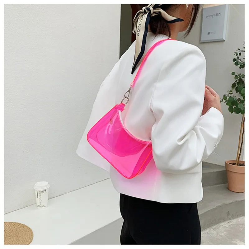 Bolso de hombro transparente para mujer, monedero pequeño con cremallera ,bolso de mano moderno