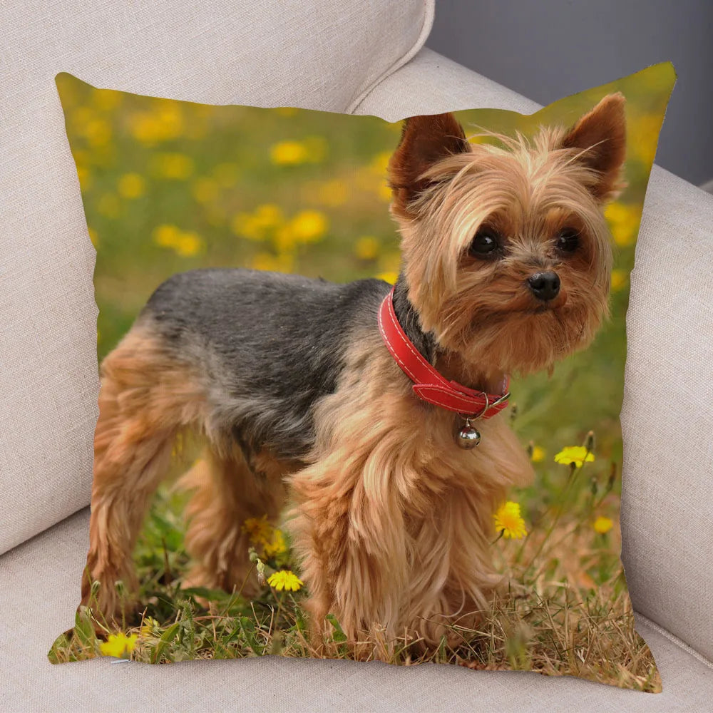 Funda de cojín decorativa con estampado de perro para sofá, hogar, mascota, adorable