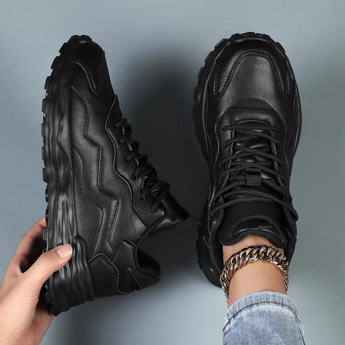 Zapatillas de deporte informales con plataforma vulcanizada para mujer, zapatos planos de malla transpirables para correr y caminar, calzado deportivo grueso