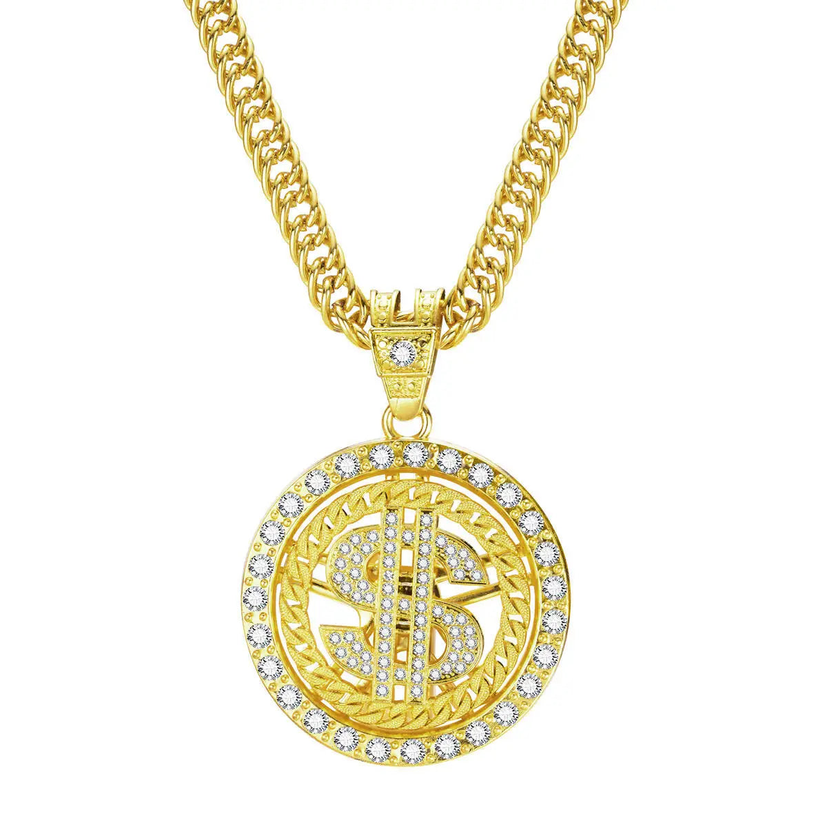Collar con símbolo de dólar dorado para hombre , colgante de dólar